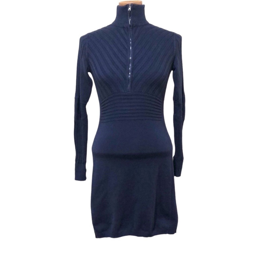 Athleta Sweaterdress Sweater Dress Size XS Navy Blue Ribbed Organic Cotton